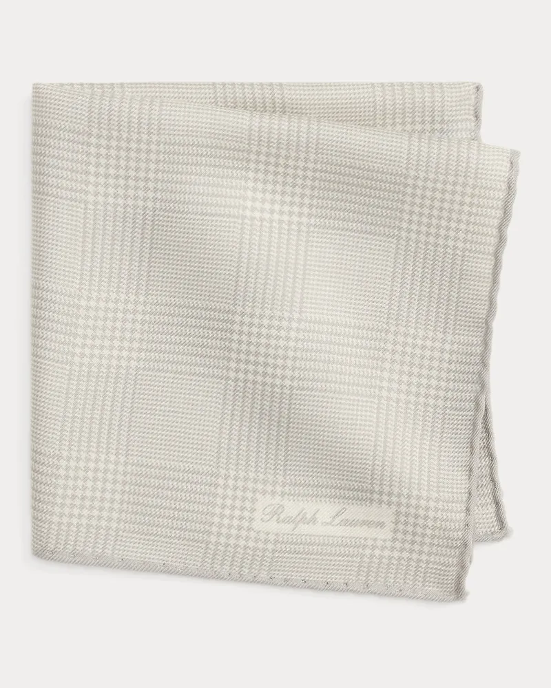 Ralph Lauren Kariertes Einstecktuch mit Kaschmir Grey