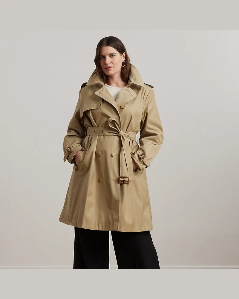 Ralph Lauren Plus Größen - Zweireihiger Trenchcoat mit Baumwolle Tan