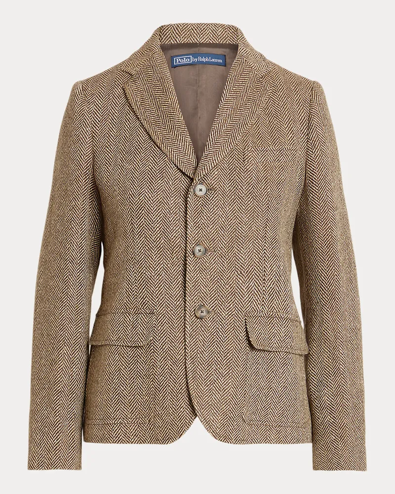 Ralph Lauren Einreihiger Blazer mit Fischgratmuster Brown