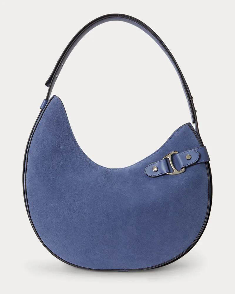 Ralph Lauren Große Schultertasche Tasha aus Wildleder Blue