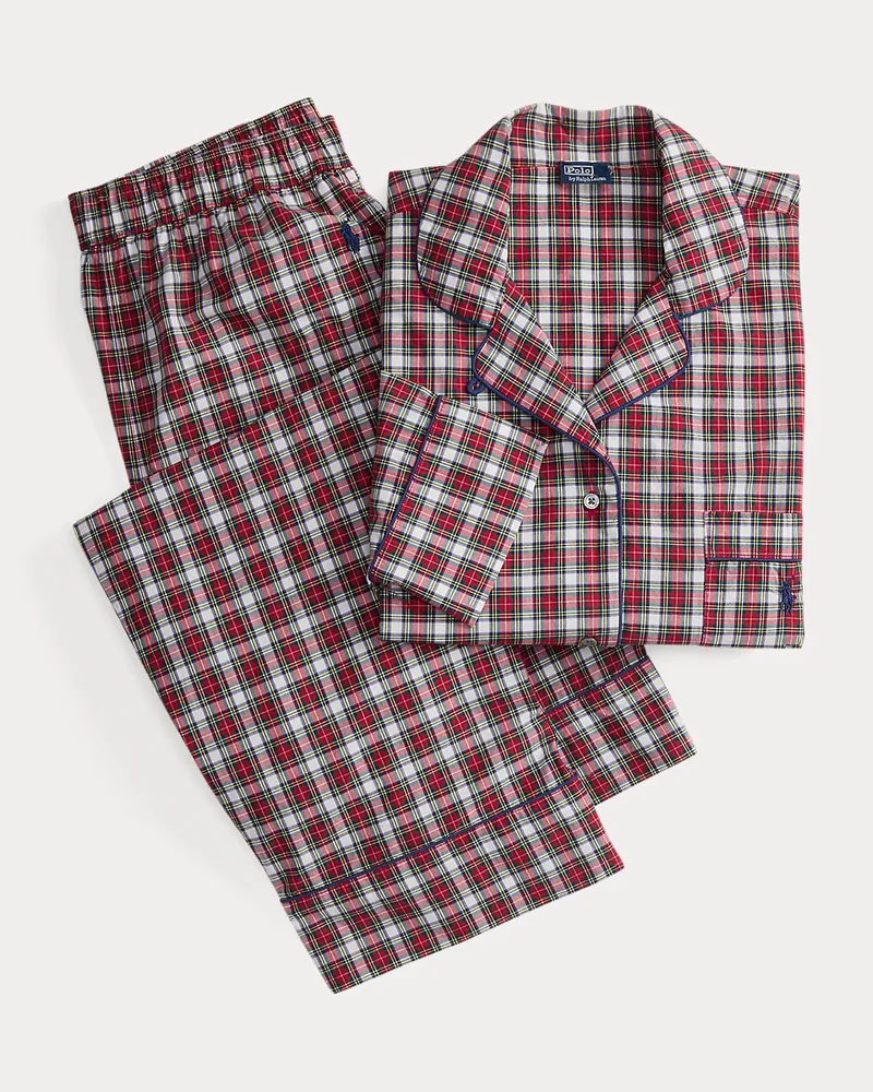 Ralph Lauren Langärmliger Pyjama aus Popeline Red