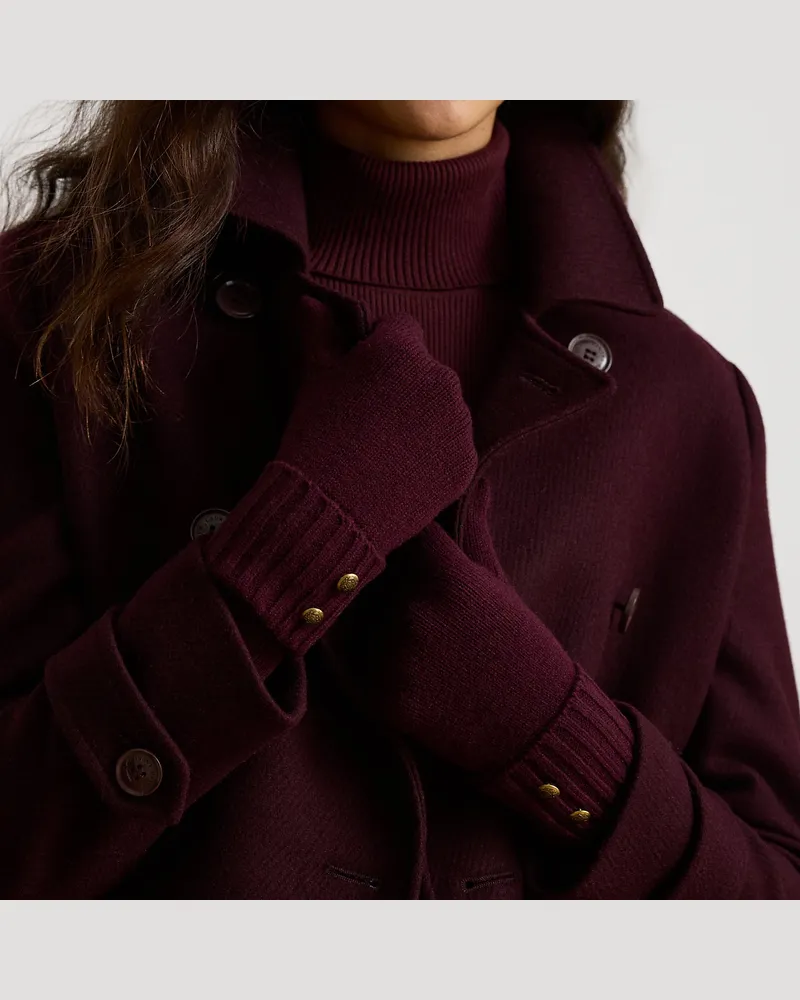 Ralph Lauren Strickhandschuhe mit Wappenknopf Red