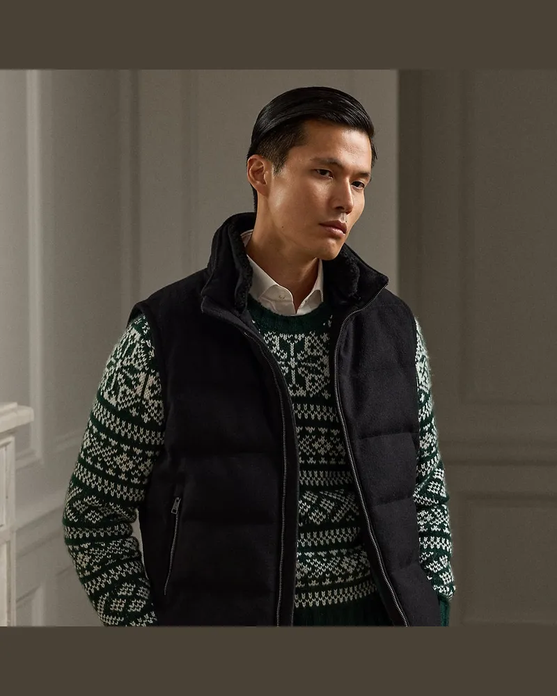 Ralph Lauren Daunenweste mit Lammfellbesatz Black