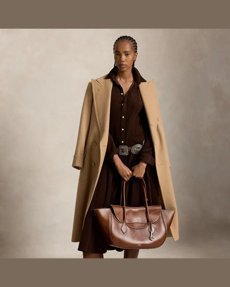 Ralph Lauren Kordsamt-Hemdkleid in A-Linie Brown
