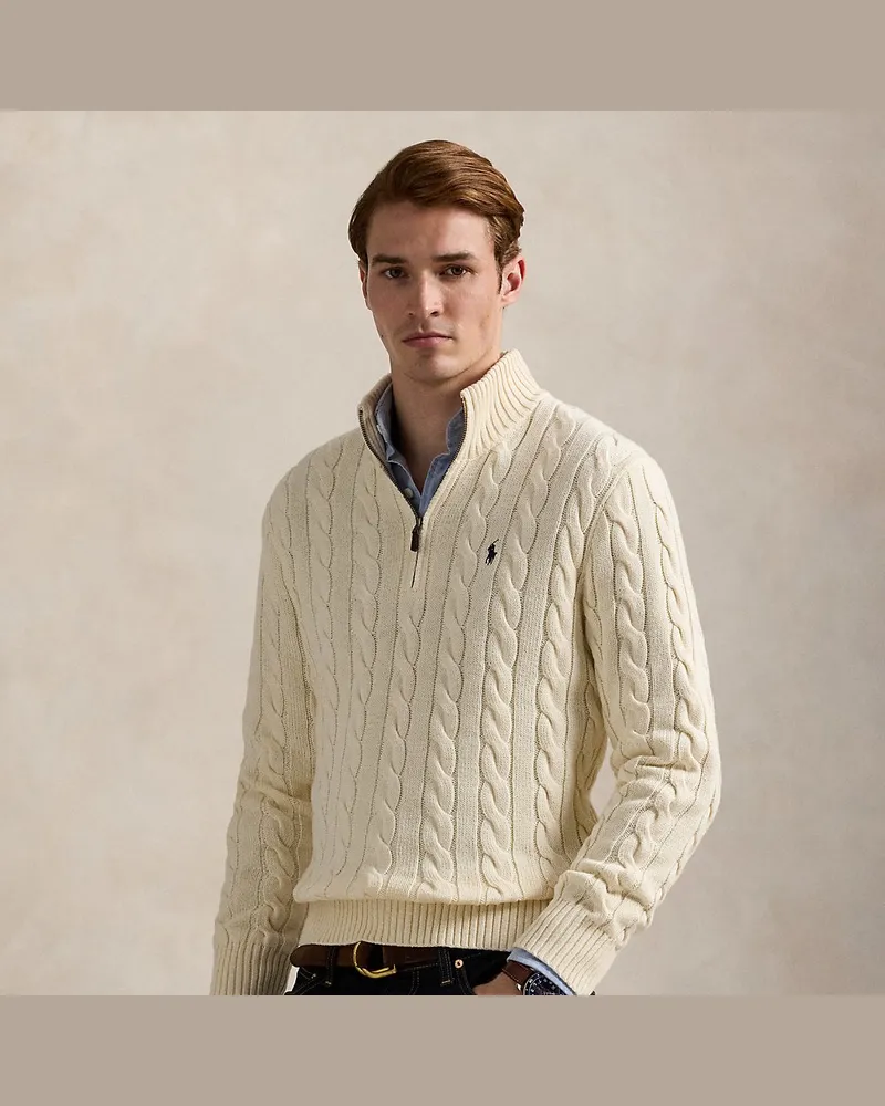 Ralph Lauren Baumwollpullover mit Zopfmuster Tan