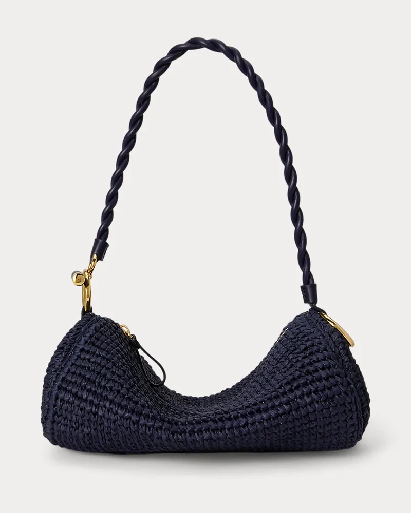 Ralph Lauren Strohtasche Blaike in Zylinderform Blue