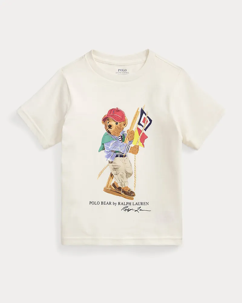 Ralph Lauren Baumwolljersey-T-Shirt mit Polo Bear Cream