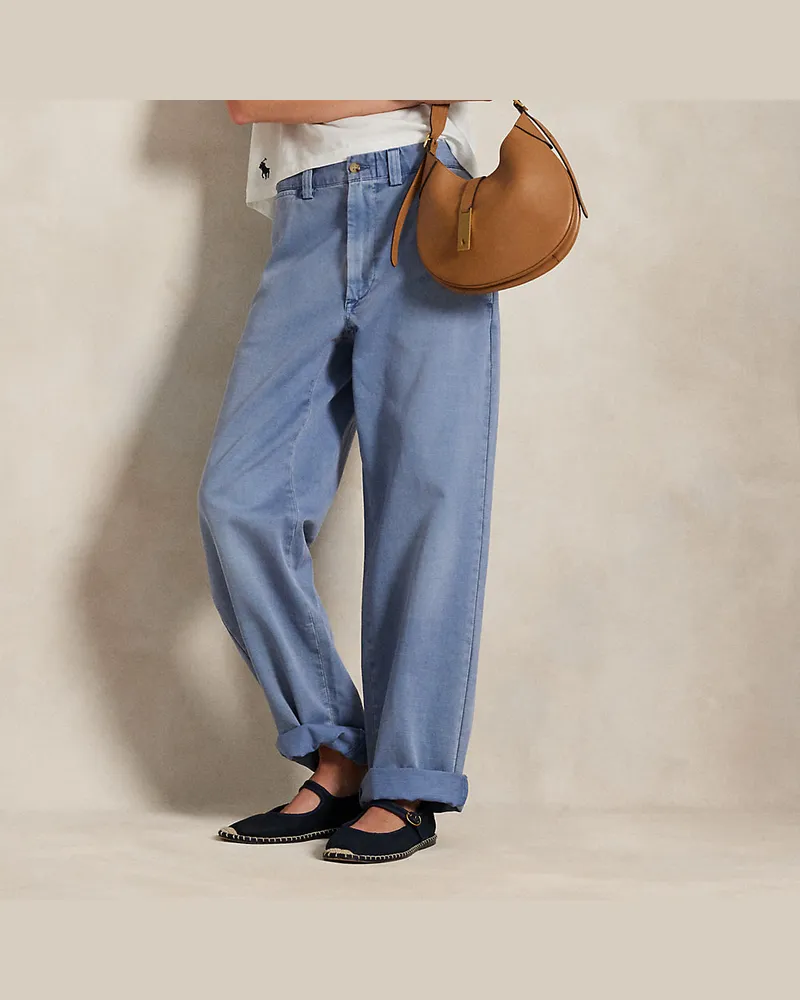 Ralph Lauren Baumwollchino-Hose mit geradem Bein Blue