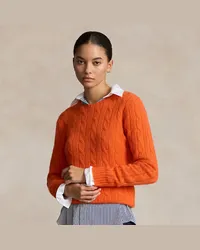 Ralph Lauren Kaschmirpullover mit Zopfmuster Orange