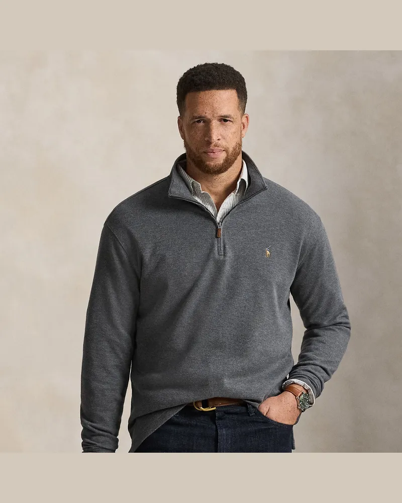 Ralph Lauren Große Größen - Rippenpullover mit Viertelreißverschluss Grey