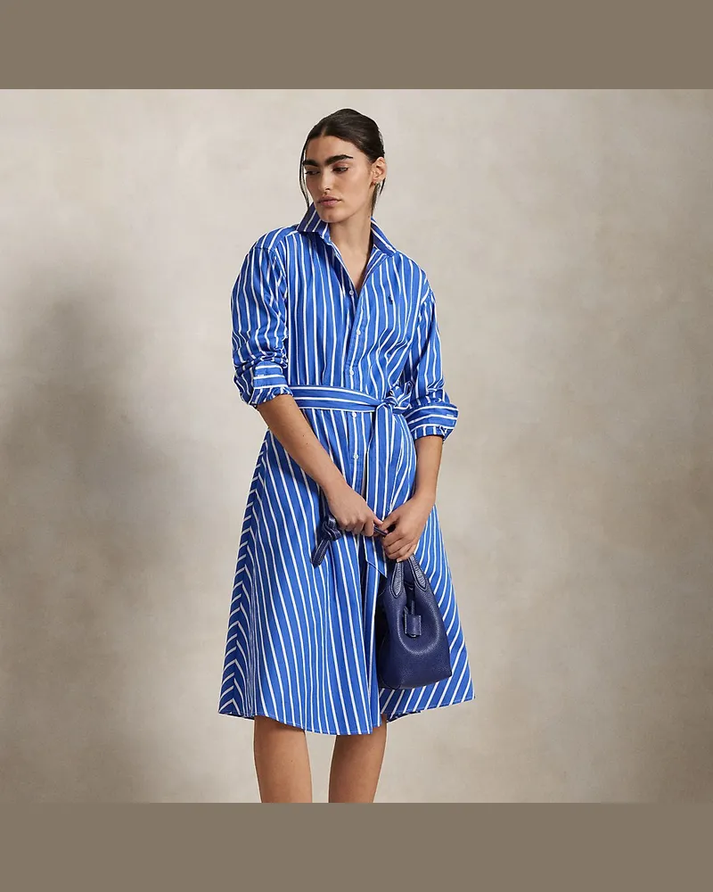 Ralph Lauren Gestreiftes Hemdkleid mit Gürtel Blue