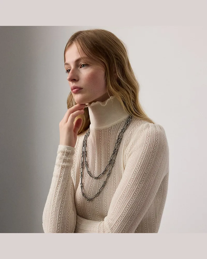 Ralph Lauren Seiden-Kaschmir-Rollkragenpullover Cream