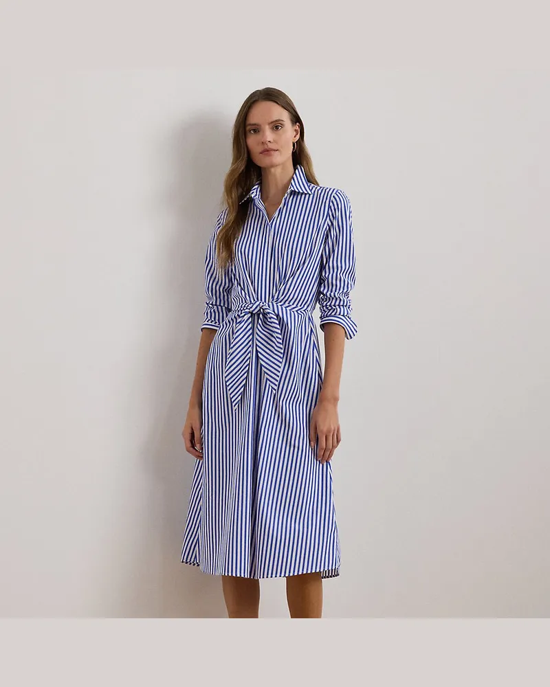 Ralph Lauren Gestreiftes Hemdkleid mit Schnürung Blue