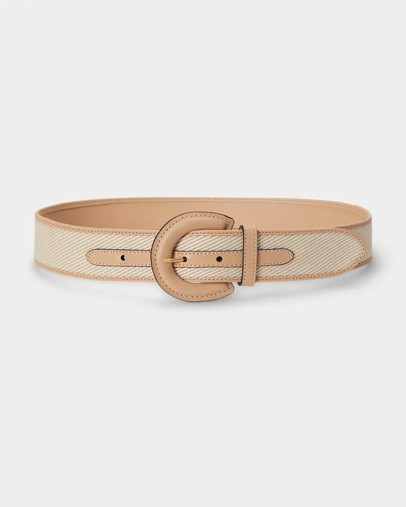 Ralph Lauren Breiter Gürtel aus Twill und Leder Tan