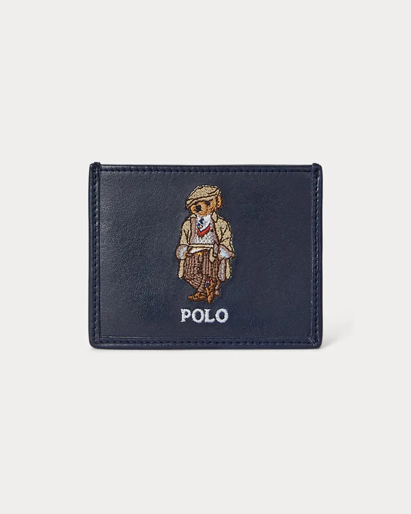 Ralph Lauren Kartenetui aus Leder mit Polo Bear Blue