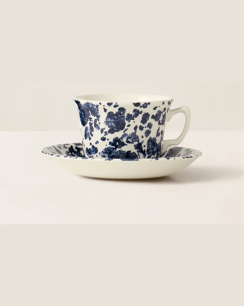Ralph Lauren Home Teetasse und Untertasse Antique Marble Blue