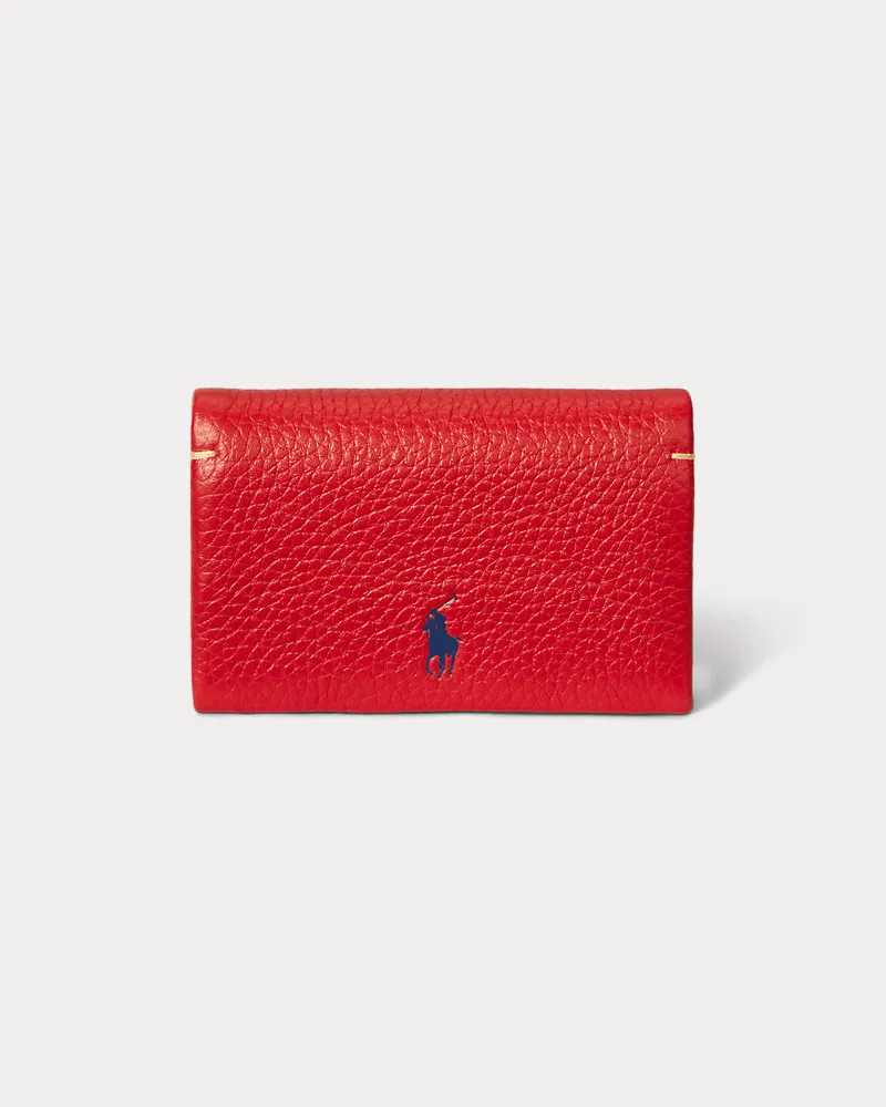 Ralph Lauren Lederkartenetui Polo Play mit Druckknopf Red