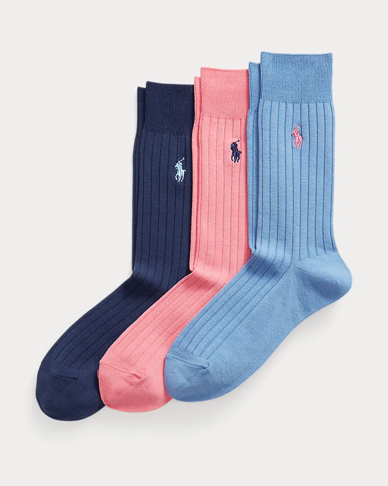 Ralph Lauren 3er-Pack gerippte Anzugsocken Natural