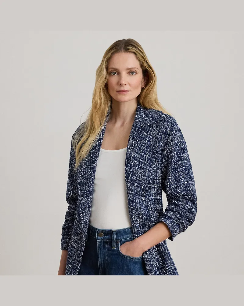 Ralph Lauren Bouclé-Mantel mit Bindegürtel Blue