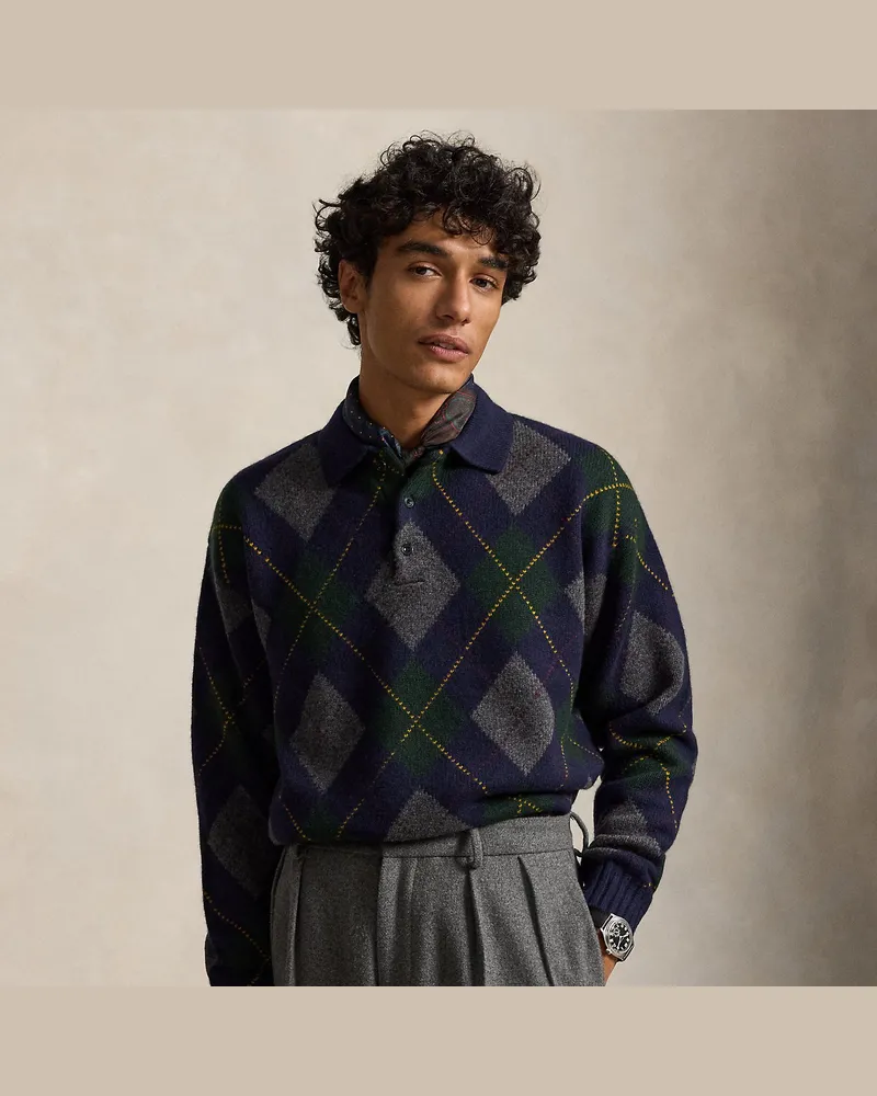 Ralph Lauren Relaxed-Fit Argyle-Pullover mit Mohair Blue