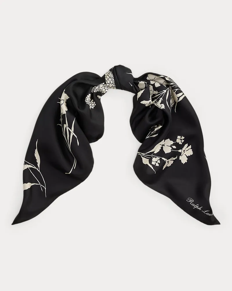 Ralph Lauren Geblümtes Tuch aus Seidentwill Black