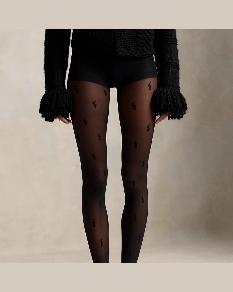Ralph Lauren 20-Denier-Strumpfhose mit Pony Black
