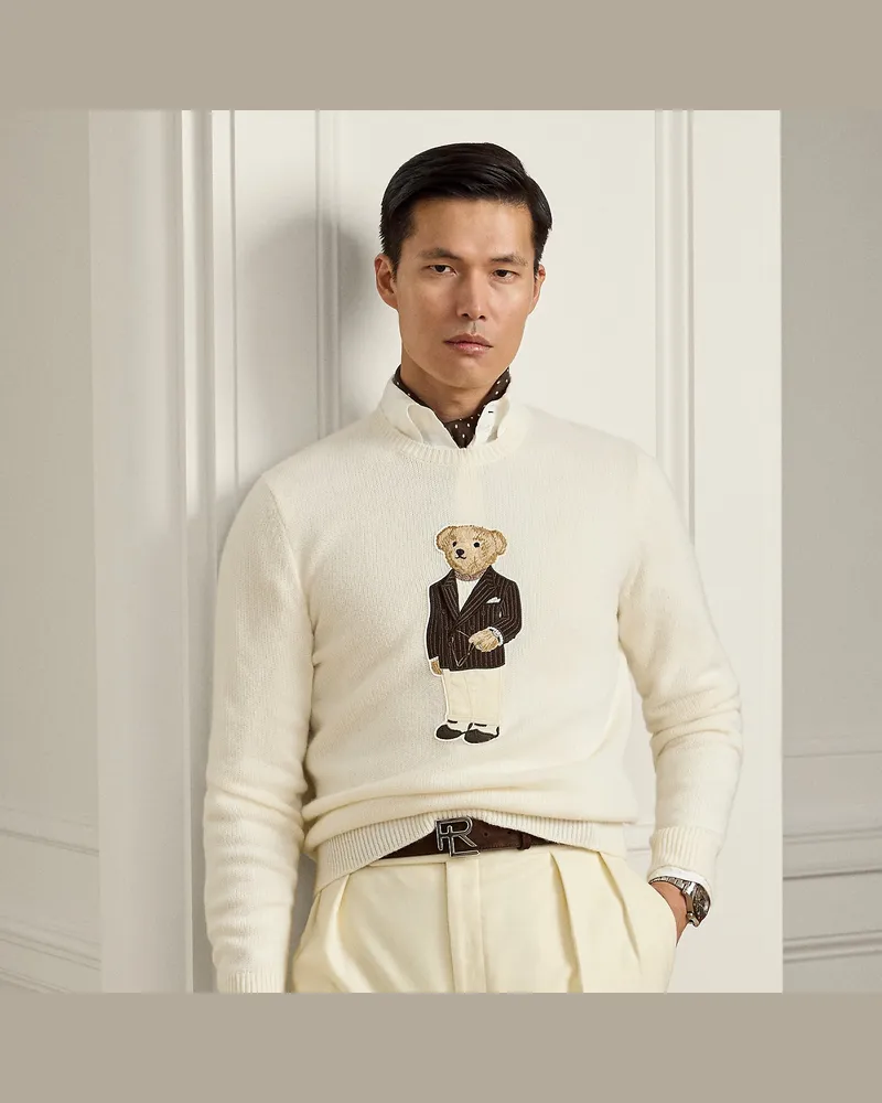 Ralph Lauren Kaschmirpullover mit Polo Bear Cream