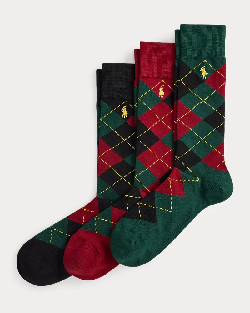 Ralph Lauren 3er-Pack Anzugsocken mit Argyle-Muster Multi