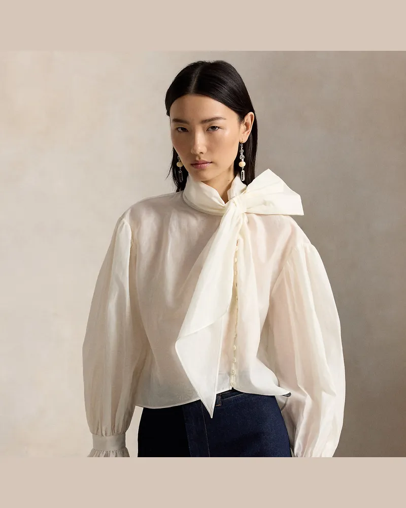 Ralph Lauren Organdy-Hemd mit Bindeschleife White