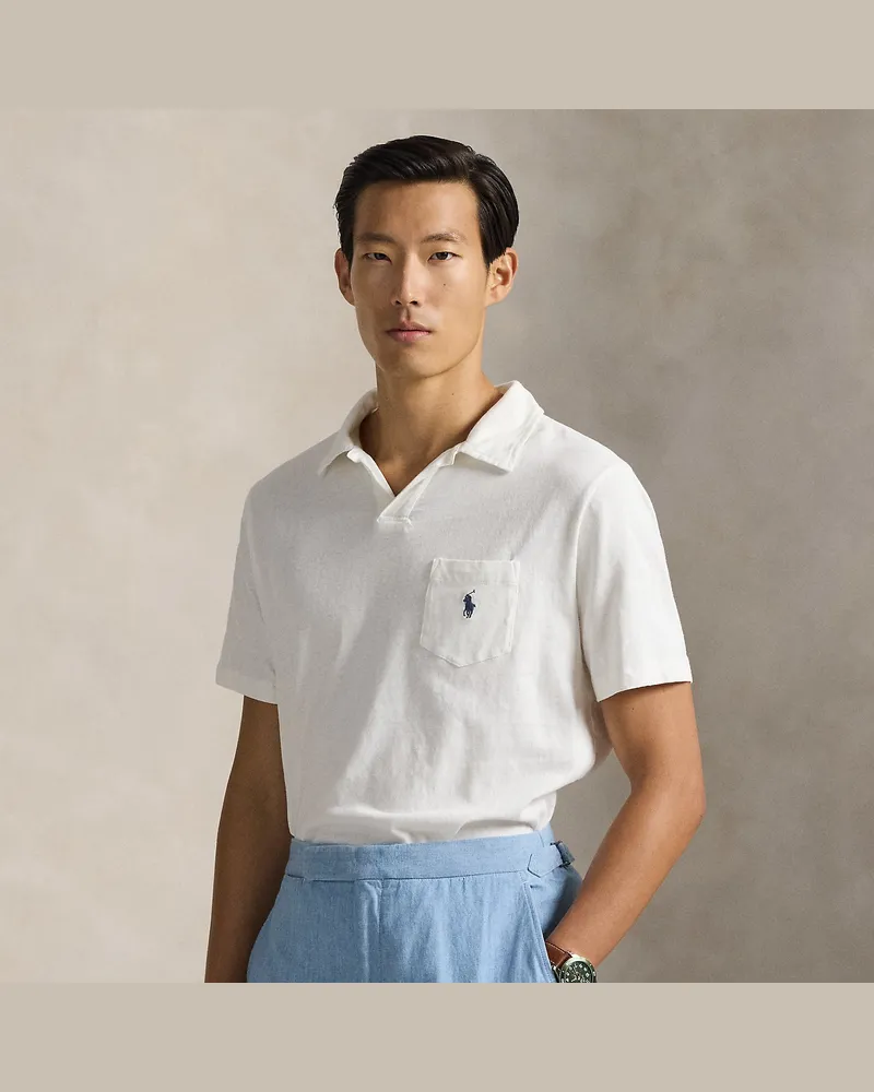 Ralph Lauren Standard-Fit Baumwoll-Leinen-Poloshirt White