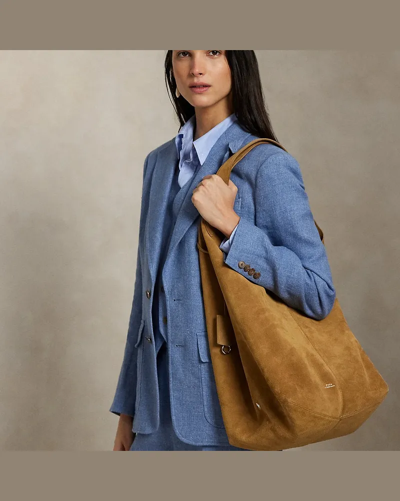 Ralph Lauren Große Wildleder-Tragetasche Polo Play Brown