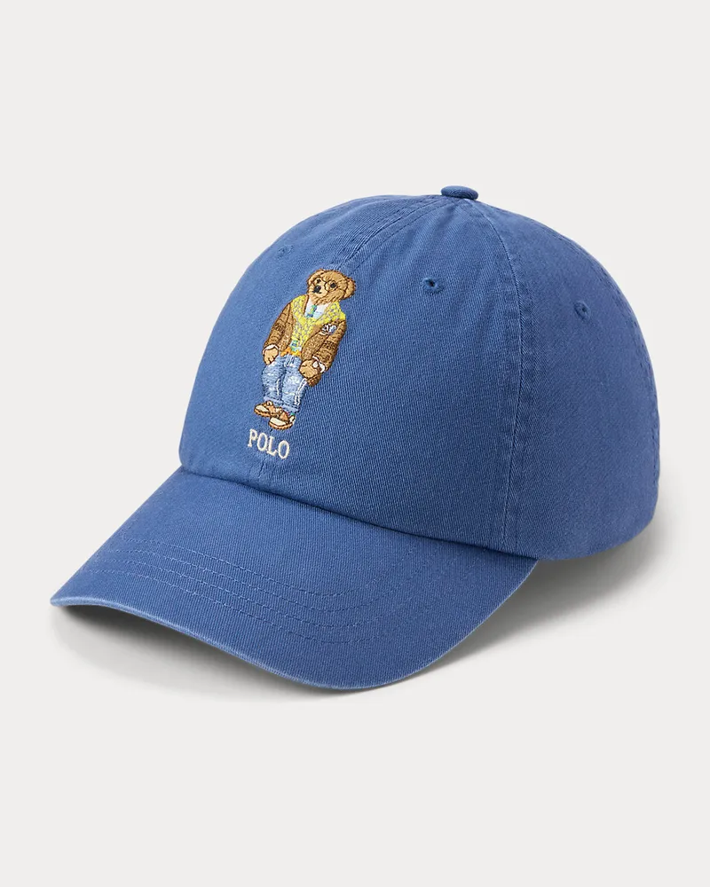Ralph Lauren Twill-Baseballkappe mit Polo Bear Blue