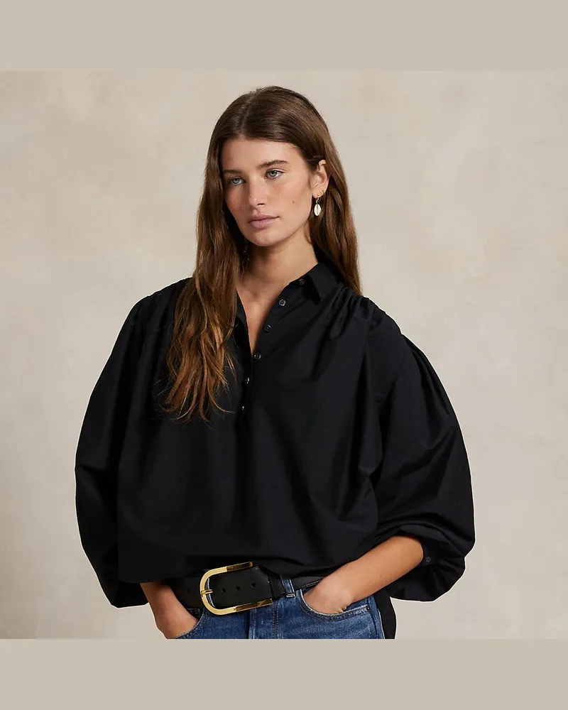 Ralph Lauren Plissierte Bluse aus Baumwolle und Seide Black