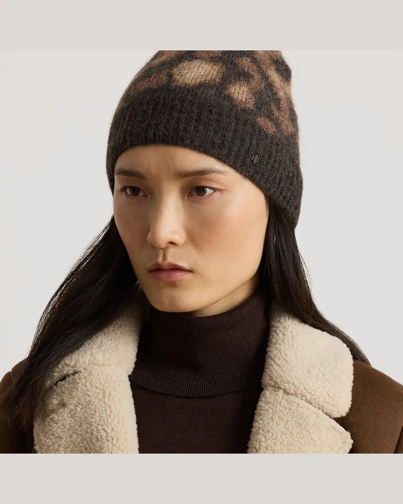 Ralph Lauren Strickmütze mit Ozelot-Motiv Brown