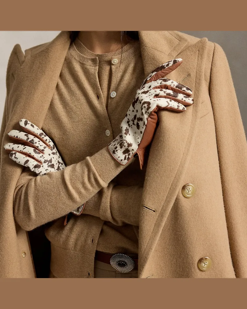 Ralph Lauren Handschuhe aus Kalbsfell und Leder Brown