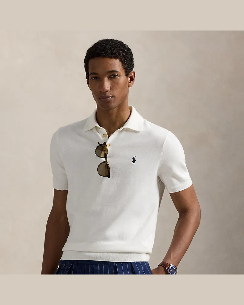 Ralph Lauren Baumwollpullover mit Polokragen White
