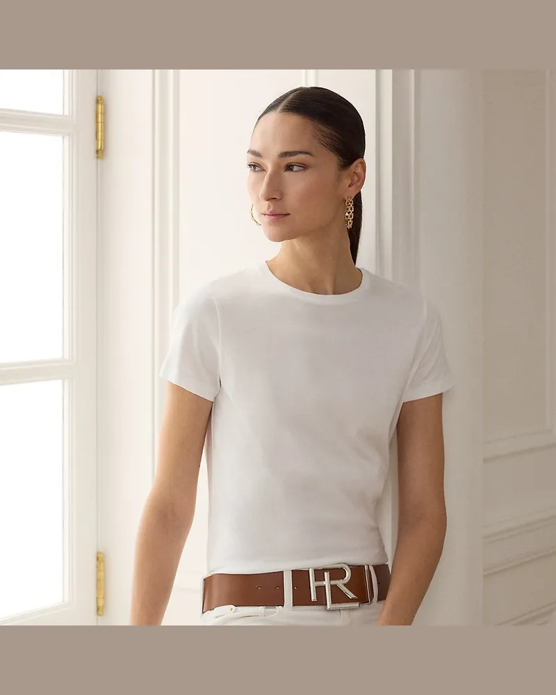 Ralph Lauren Rundhals-T-Shirt aus Baumwolle White