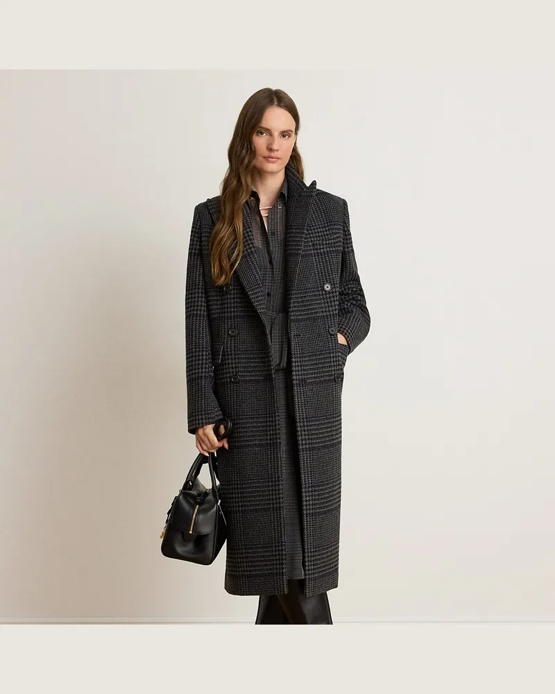 Ralph Lauren Zweireihiger Mantel mit Glencheckmuster Multi