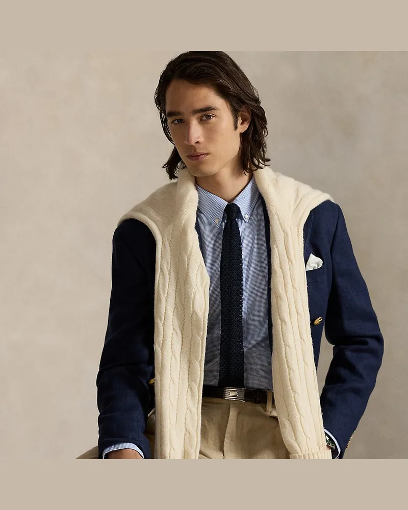 Ralph Lauren Slim-Fit Hahnentritt-Hemd aus Popeline Blue