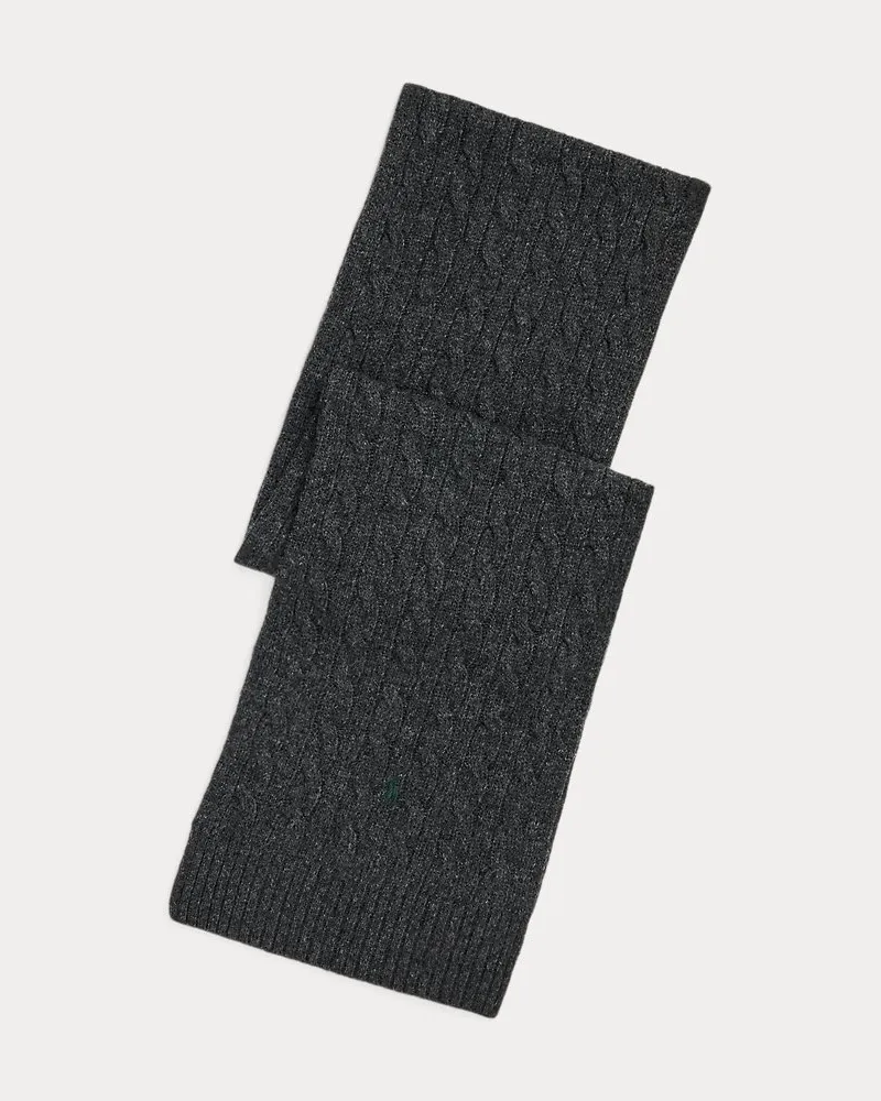Ralph Lauren Zopfmuster-Schal aus Wollmischung Grey