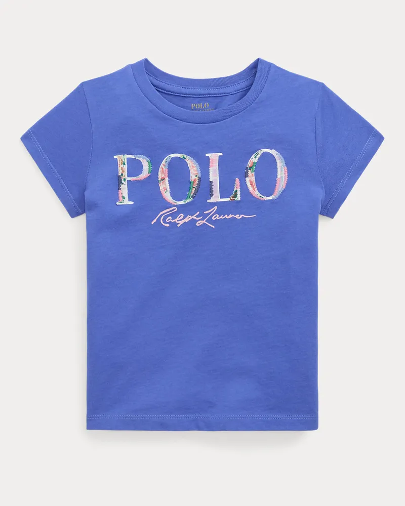 Ralph Lauren Logo-T-Shirt aus Baumwolljersey Blue