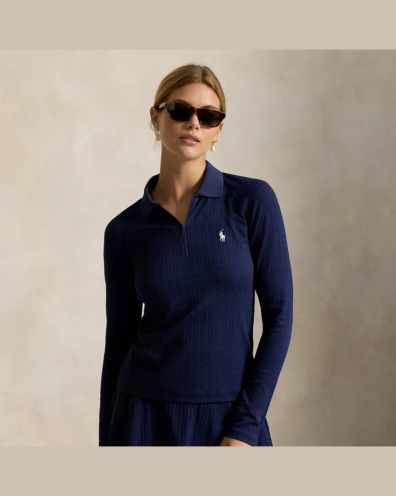 Ralph Lauren Langärmliges Poloshirt mit Zopfmuster Blue