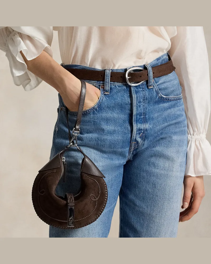 Ralph Lauren Kleine Western-Schultertasche Polo ID Brown