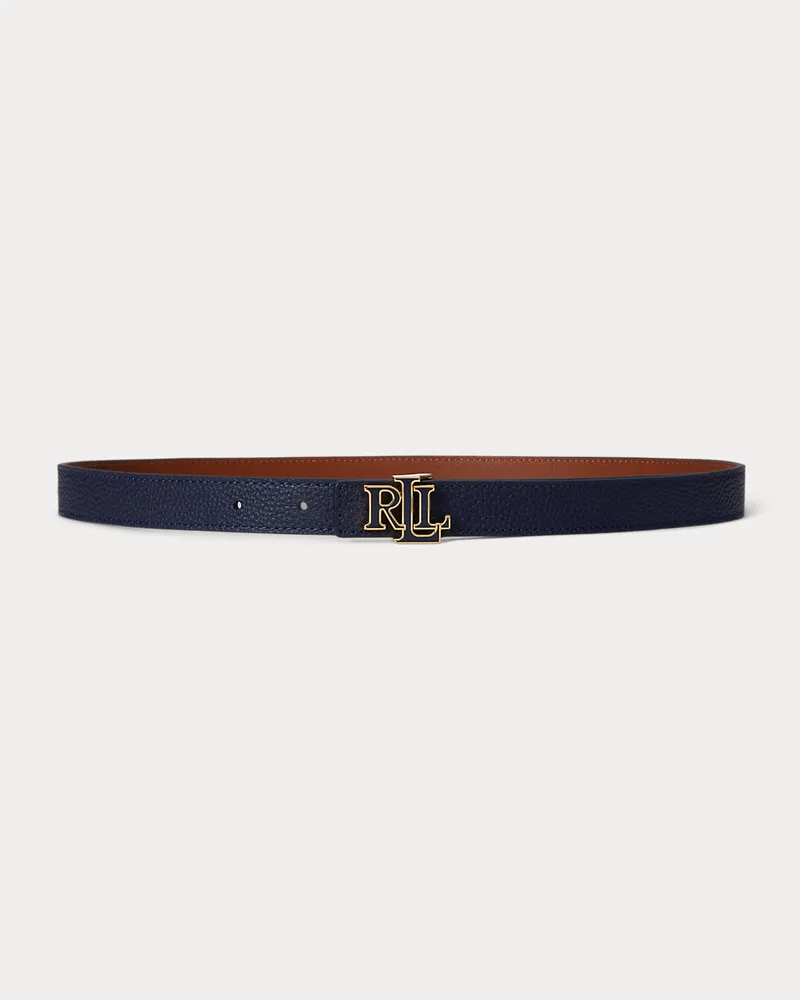 Ralph Lauren Schmaler wendbarer Ledergürtel mit Logo Blue