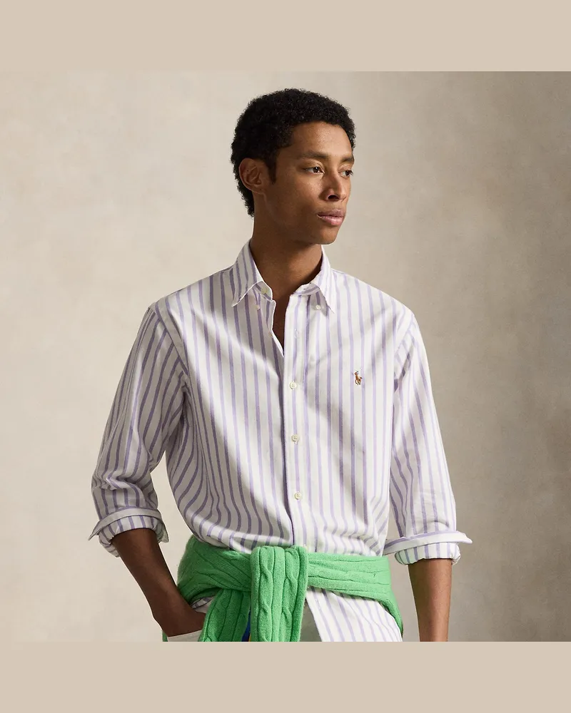 Ralph Lauren Gestreiftes Custom-Fit Oxfordhemd Purple