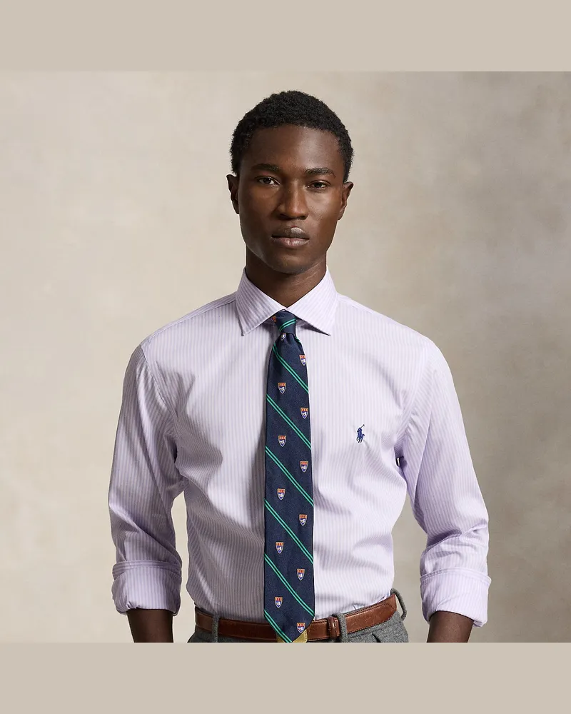 Ralph Lauren Gestreiftes Custom-Fit Popelinehemd Purple