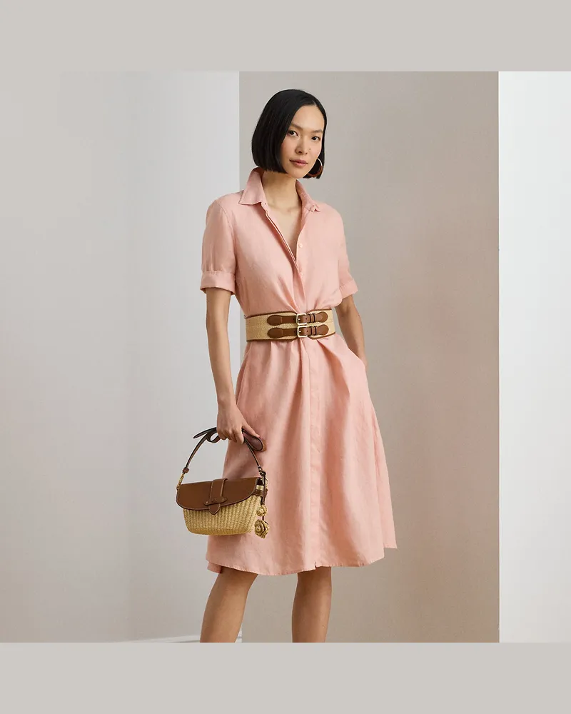 Ralph Lauren Leinenhemdkleid mit Bindedetail Pink