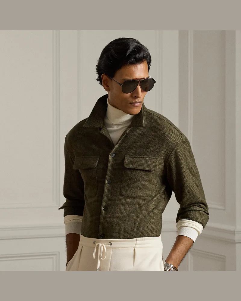 Ralph Lauren Glencheck-Kurzarmhemd aus Kaschmir Green