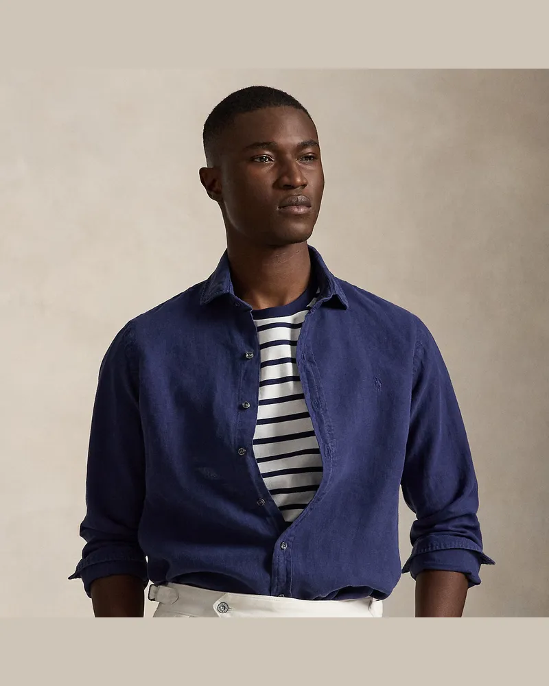 Ralph Lauren Custom-Fit Leinenhemd Blue