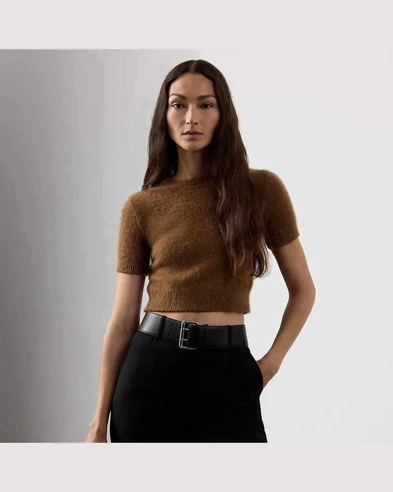 Ralph Lauren Kurzer Pullover mit Kaschmir und Alpaka Brown